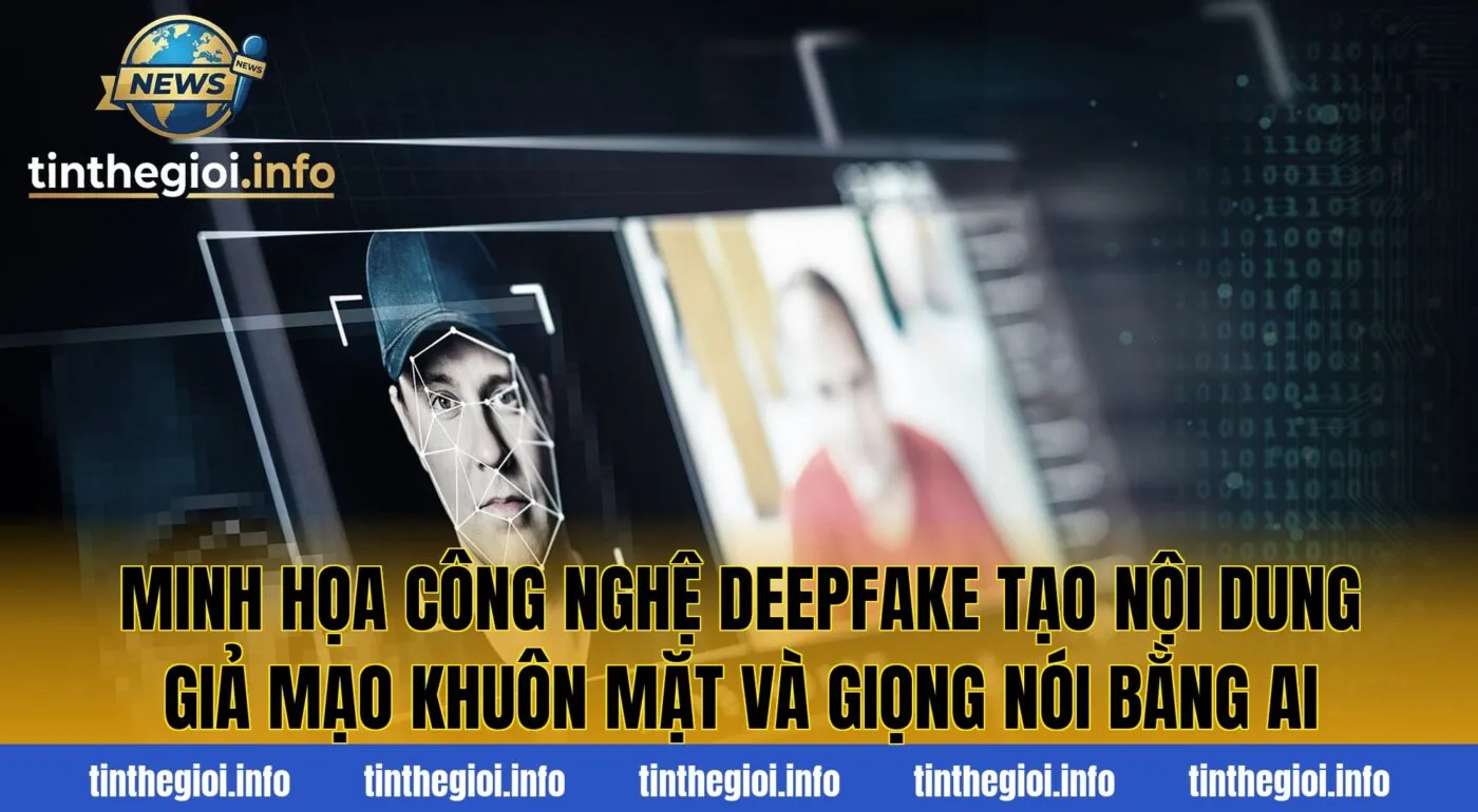 Minh họa công nghệ Deepfake tạo nội dung giả mạo khuôn mặt và giọng nói bằng AI